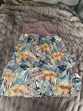 Roxy Floral Mini Dress with Pink Striped Bodice